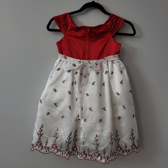 Girls Satin Holiday Christmas Dress Embroidered - Picture 7 of 11